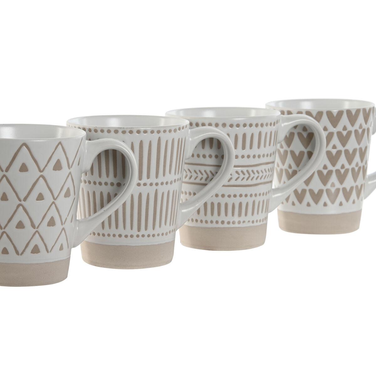 Juego de 4 Tazas Mug Home ESPRIT Blanco Beige Gres 360 ml 9 x 7 x 10,6 cm