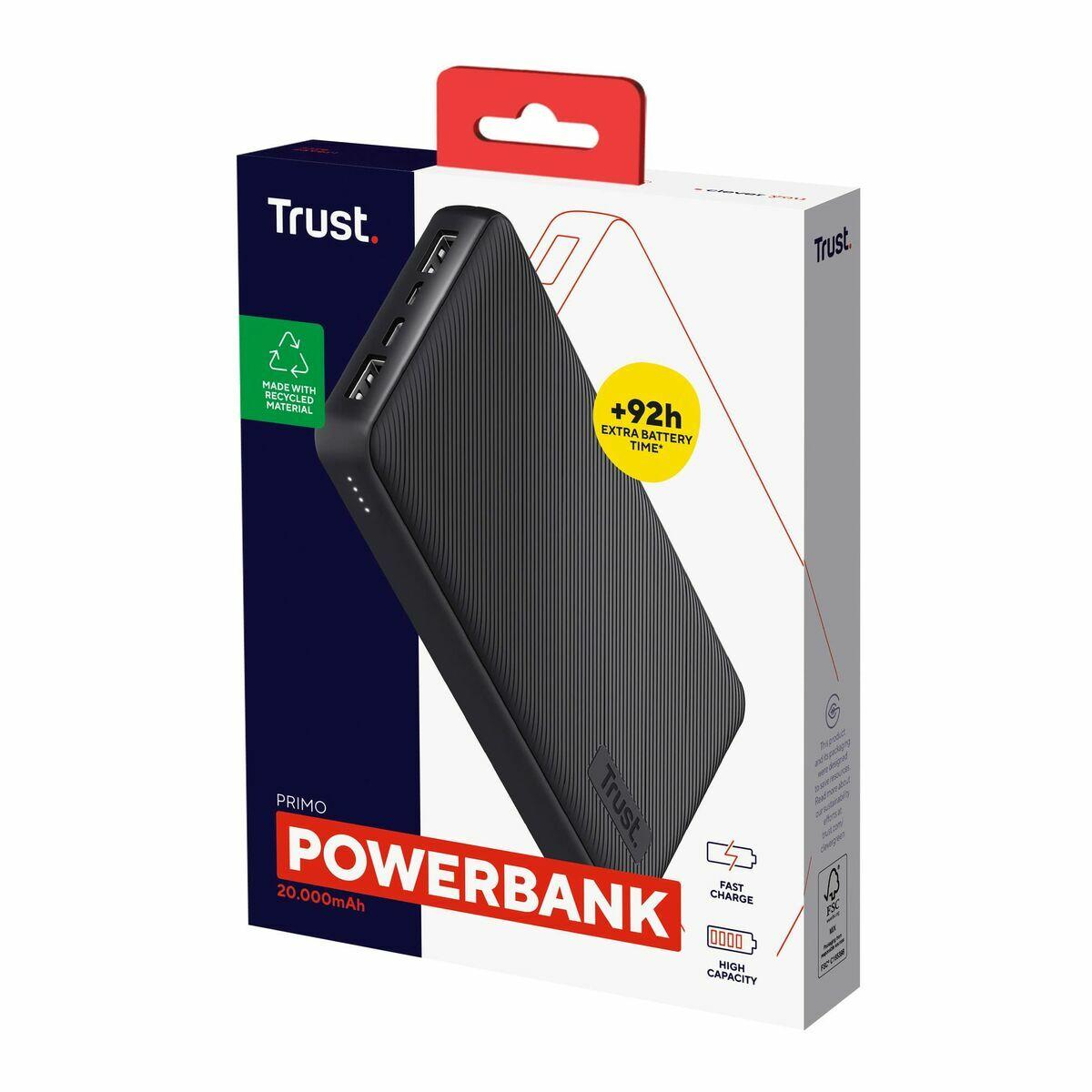 Power Bank Trust Primo Negro 20000 mAh 74 WH (1 unidad)