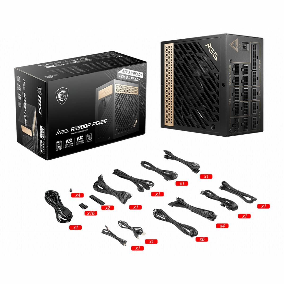 Fuente de Alimentación MSI MEG AI1300P PCIE5 ATX 1300 W 80 Plus Gold