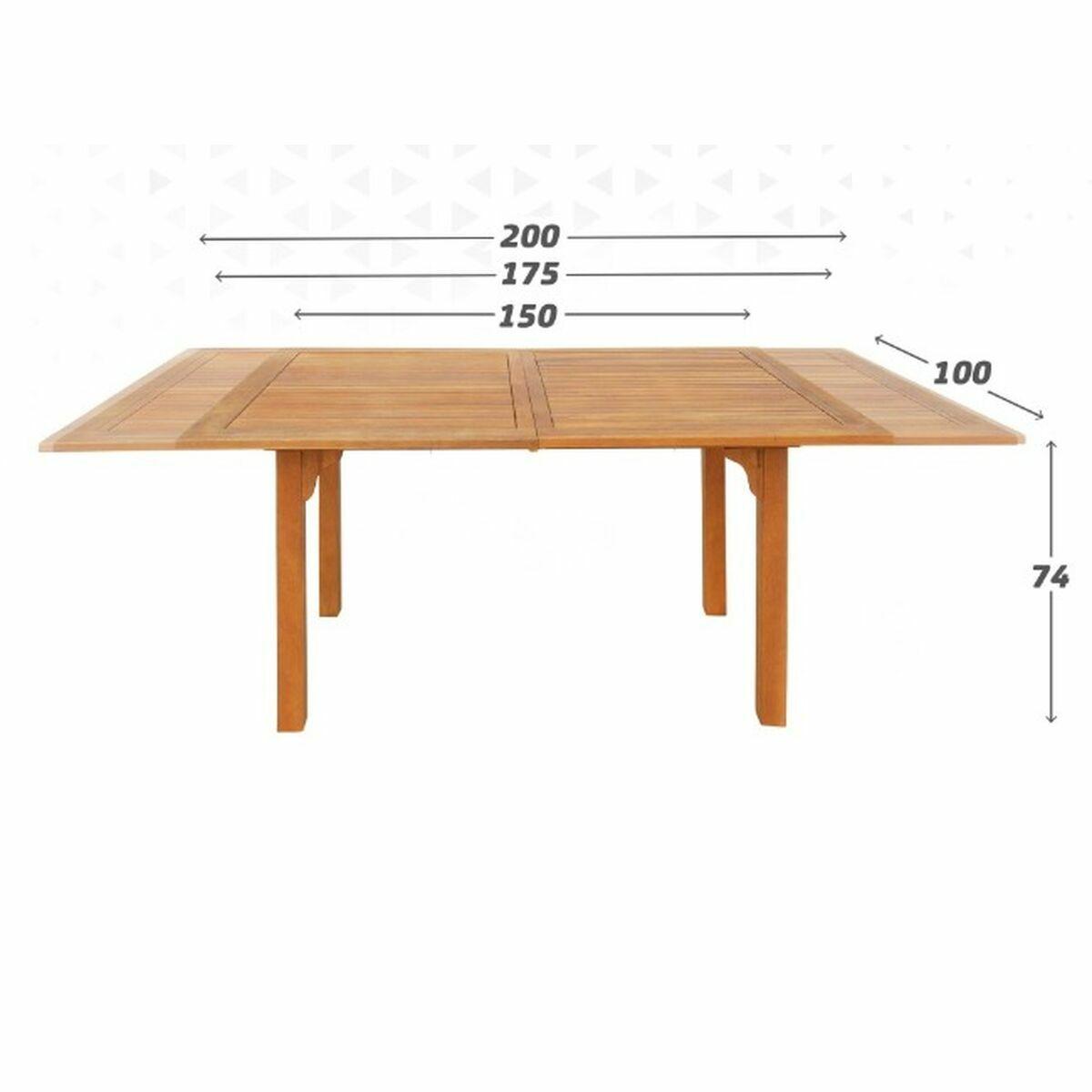Mesa Extensible Aktive Madera de acacia Rectangular 200 x 100 x 74 cm