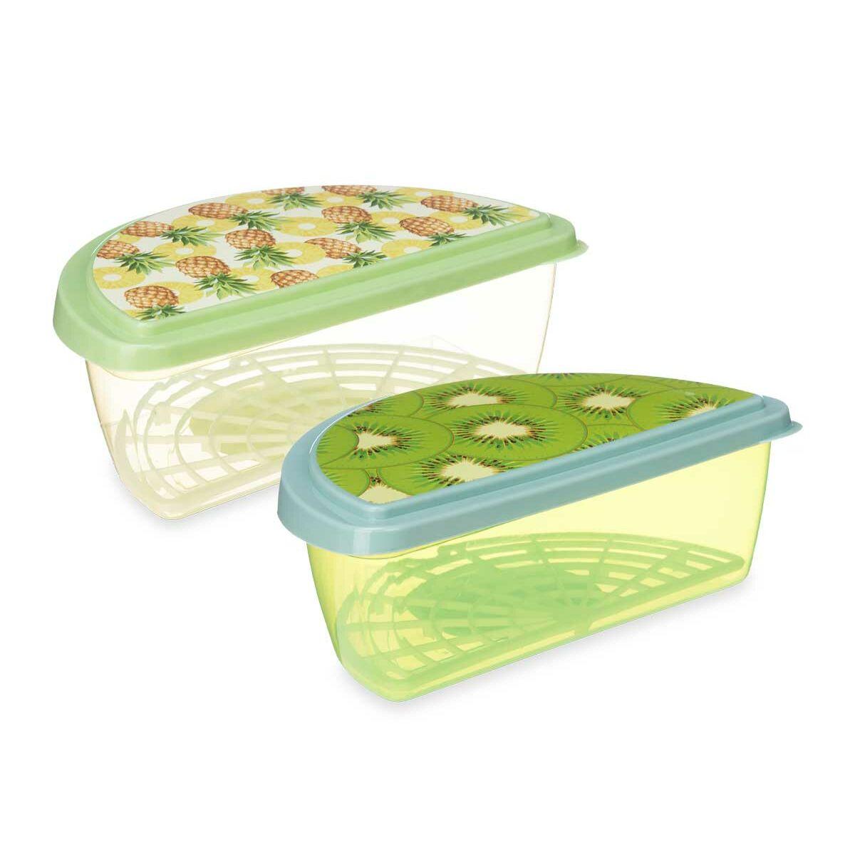 Fiambrera Leknes TP581-2 Plástico Piña Kiwi 23 x 8 x 13 cm Fruta (24 Unidades)