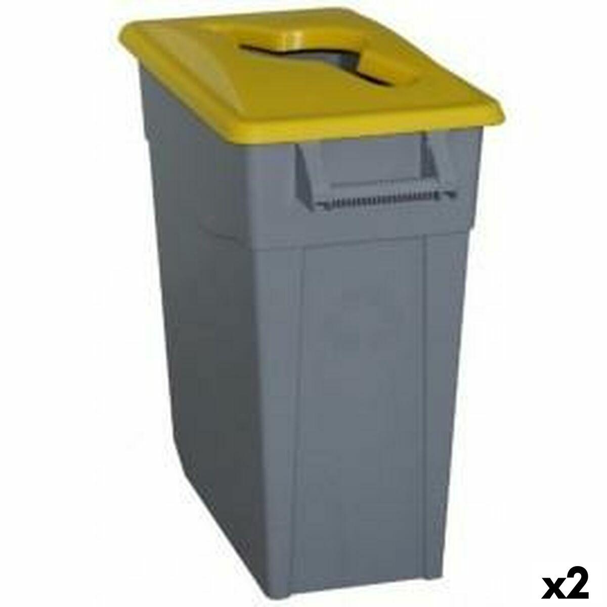 Cubo de Basura para Reciclaje Denox Amarillo 65 L (2 Unidades)