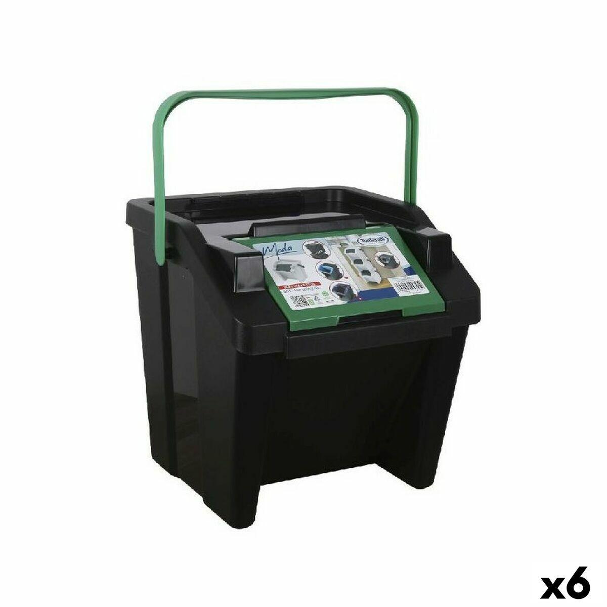 Cubo de Basura para Reciclaje Tontarelli Moda Verde Apilable 28 L (6 Unidades)