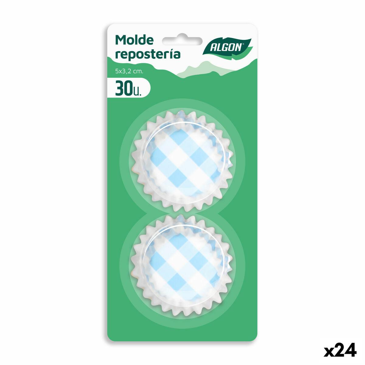 Moldes para Magdalenas Algon Azul Rayas Desechables (24 Unidades)
