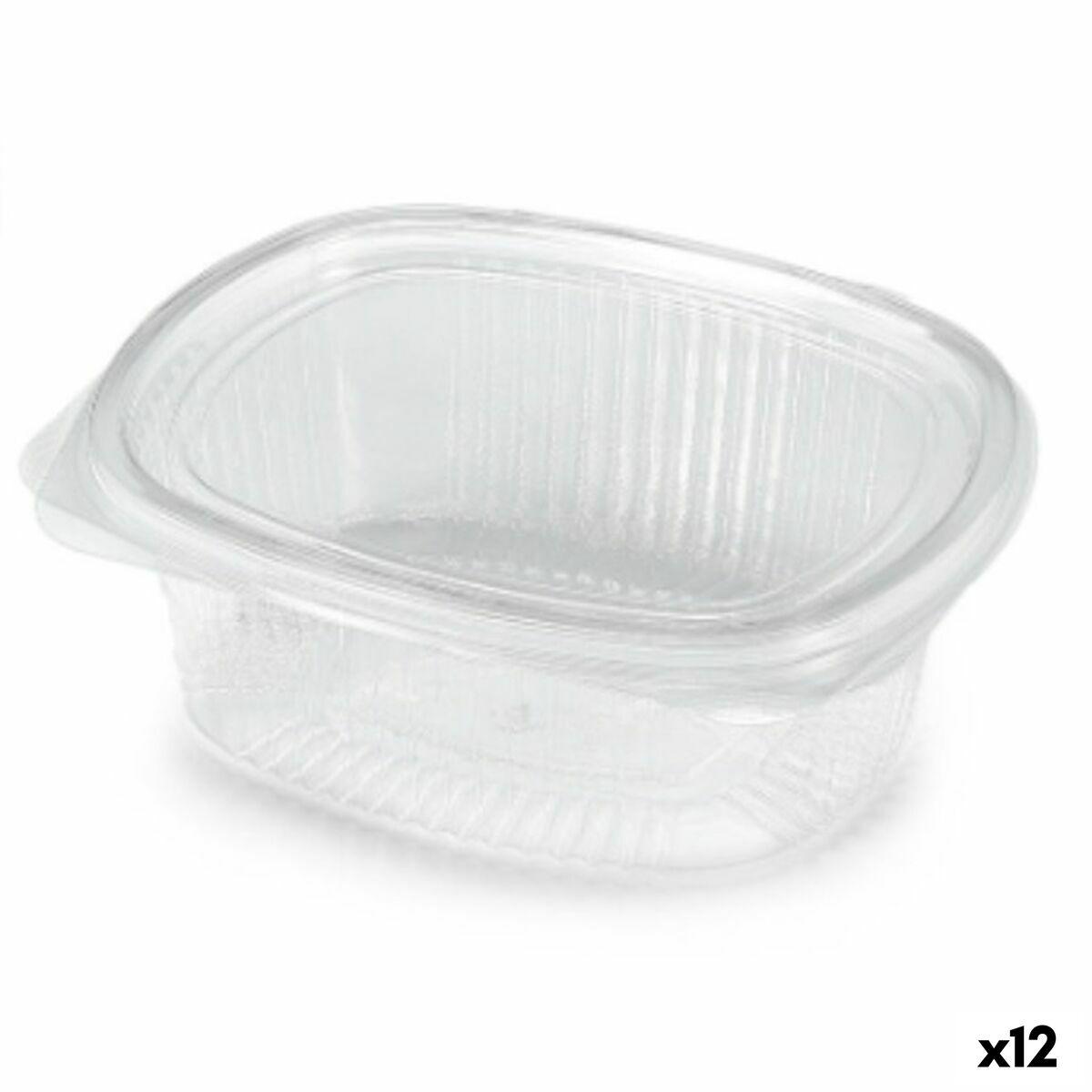Recipiente Conservador de Alimentos Algon Reutilizable 1 L Transparente Ovalado 19 x 16 x 6,5 cm (12 Unidades)