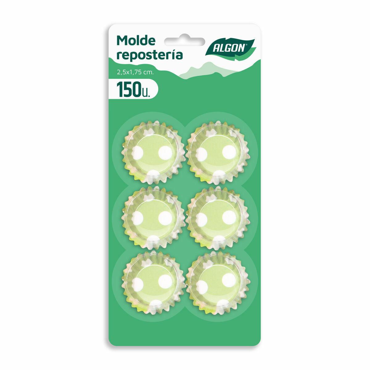 Moldes para Magdalenas Algon Verde Lunares Desechables (150 Piezas) (24 Unidades)
