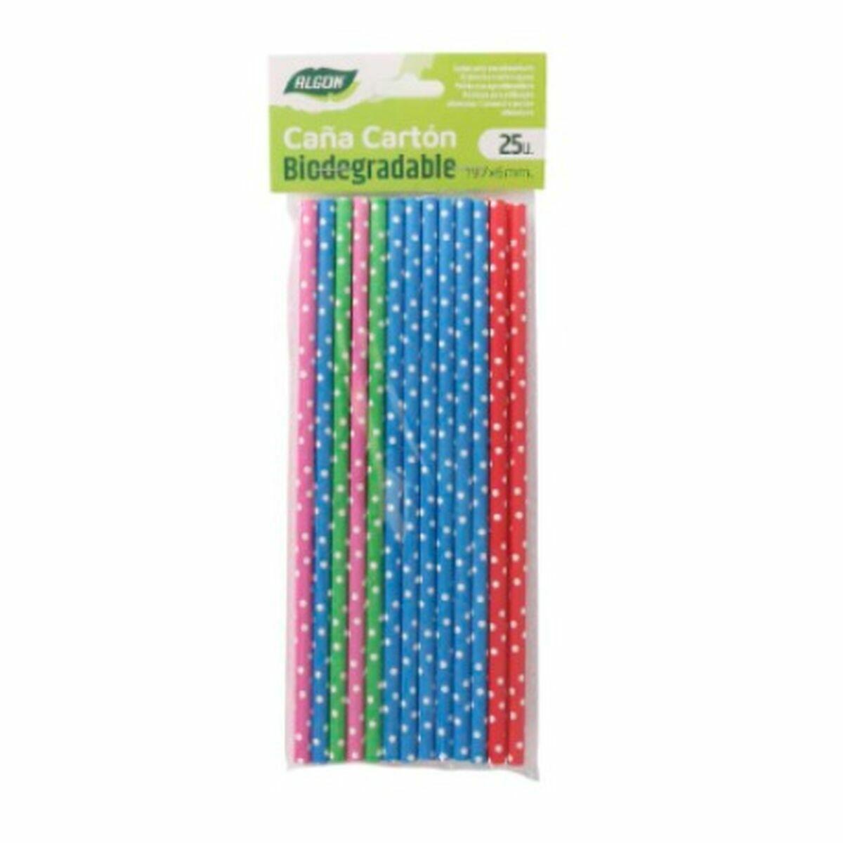 Pajitas Algon Cartón Multicolor Topos 25 Piezas 24 Unidades