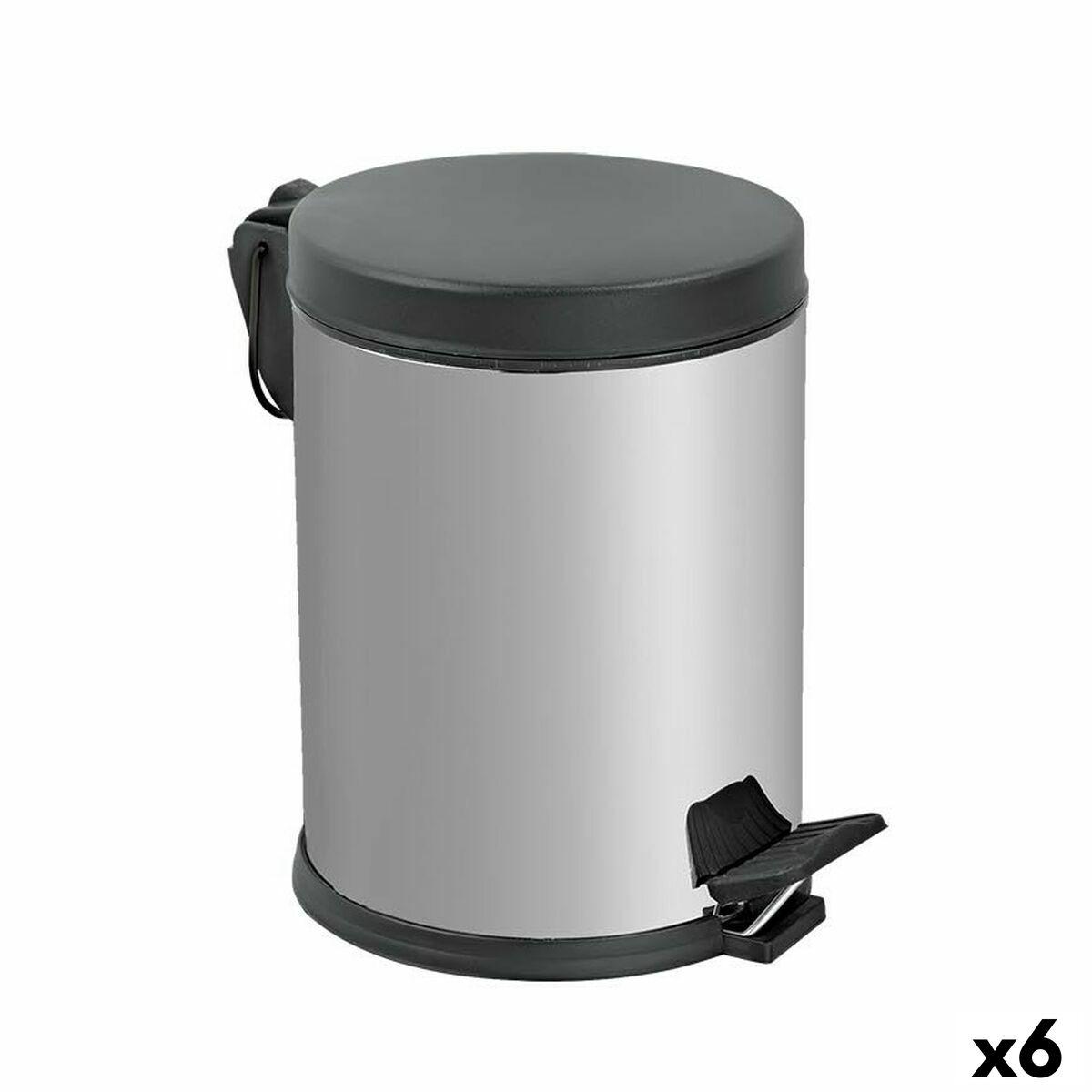 Papelera con Pedal Confortime Plateado Metal Plástico 5 L (6 Unidades)