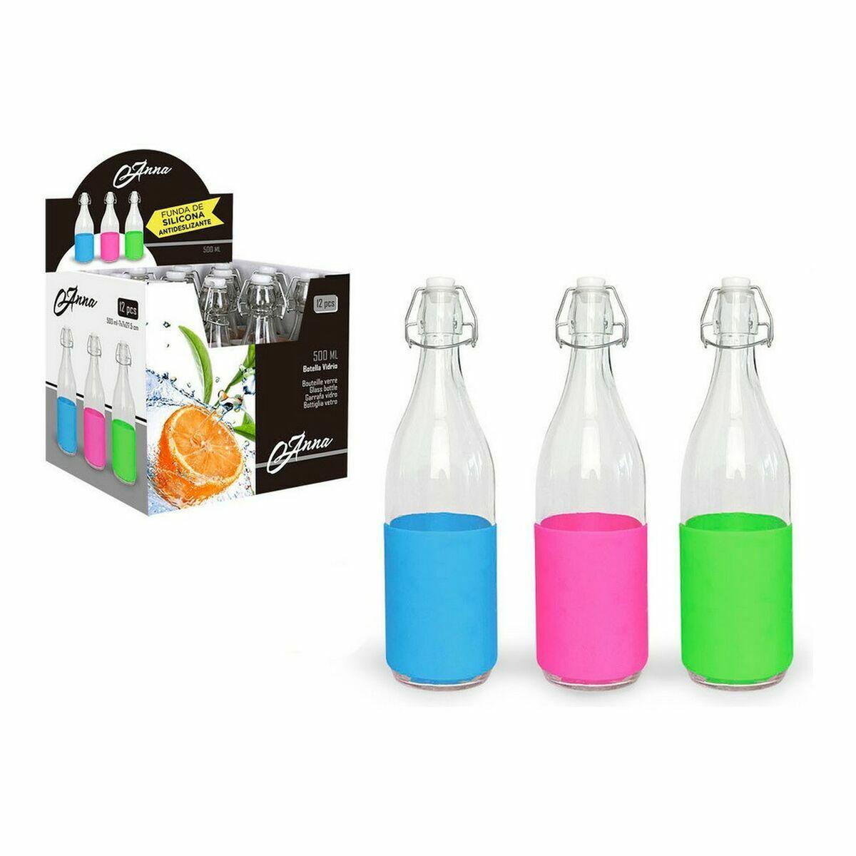 Botella Anna Anna Vidrio Silicona Con Tapa 500 ml (12 Unidades) (0,5 L)