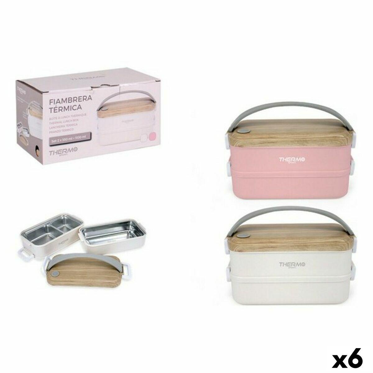 Fiambrera ThermoSport Térmica Acero Inoxidable Rectangular (6 Unidades) (2 x 550 ml)