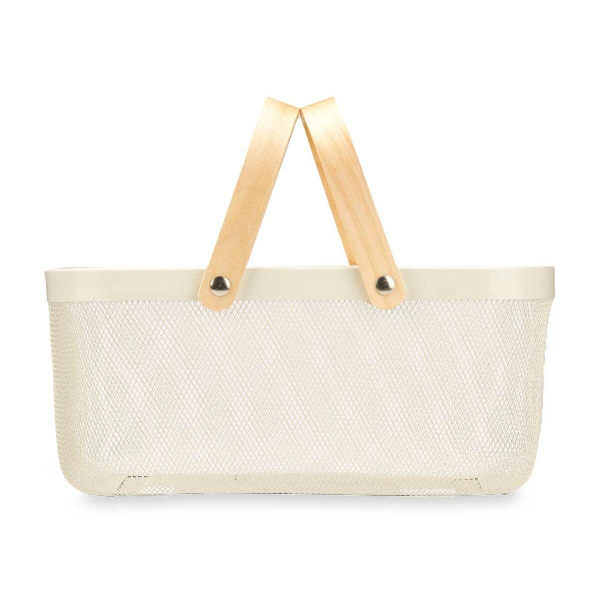 Cesta Blanco Madera Metal 42,5 x 18 x 26,5 cm (6 Unidades)