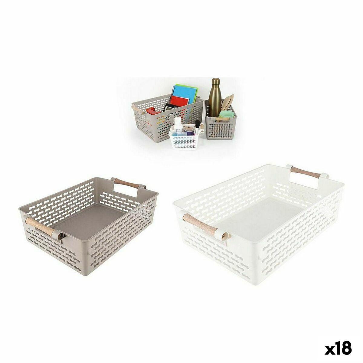 Cesta Multiusos Confortime Madera 37 x 23 x 11 cm 32 x 22,5 x 10 cm (18 Unidades)
