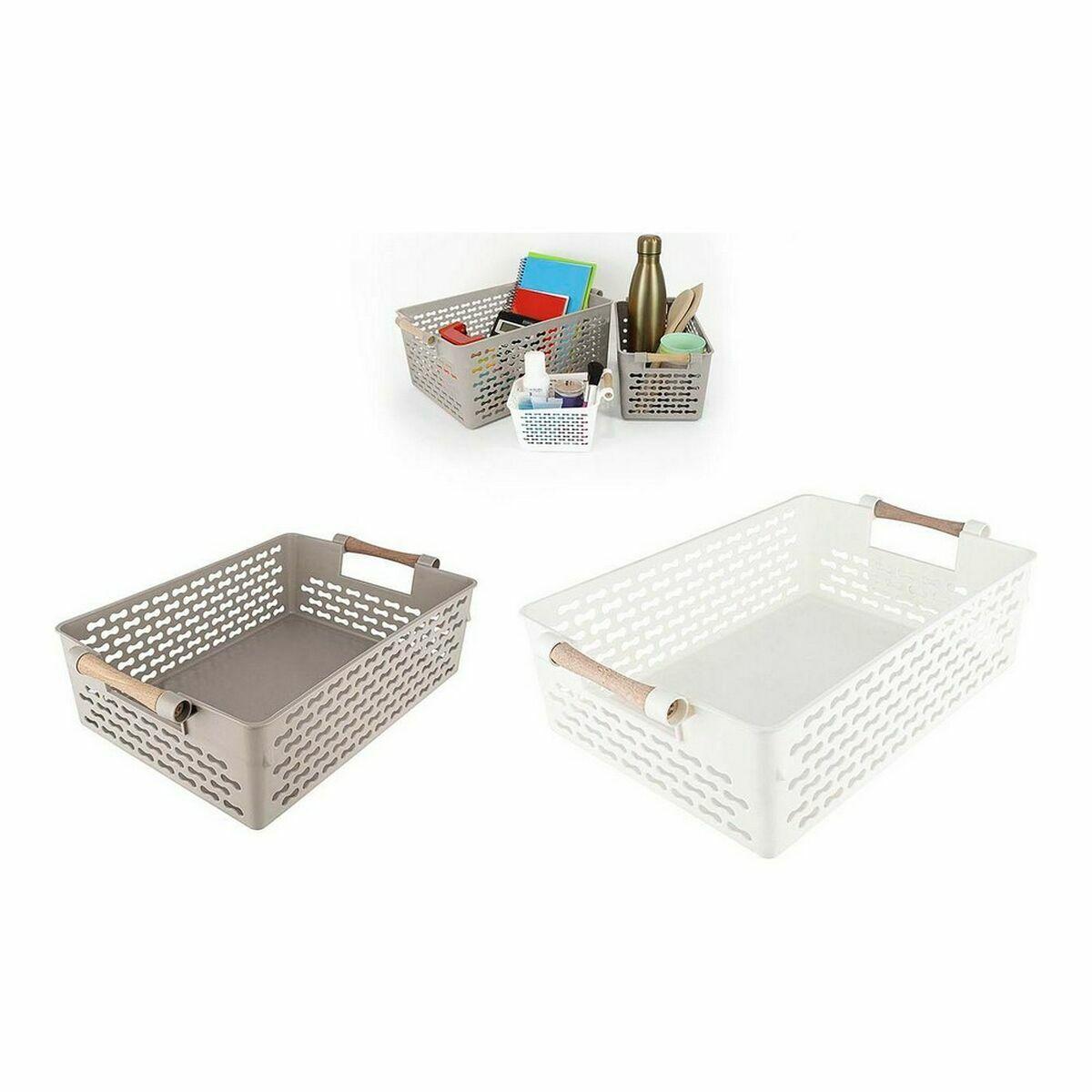 Cesta Multiusos Confortime Madera 37 x 23 x 11 cm 32 x 22,5 x 10 cm (18 Unidades)
