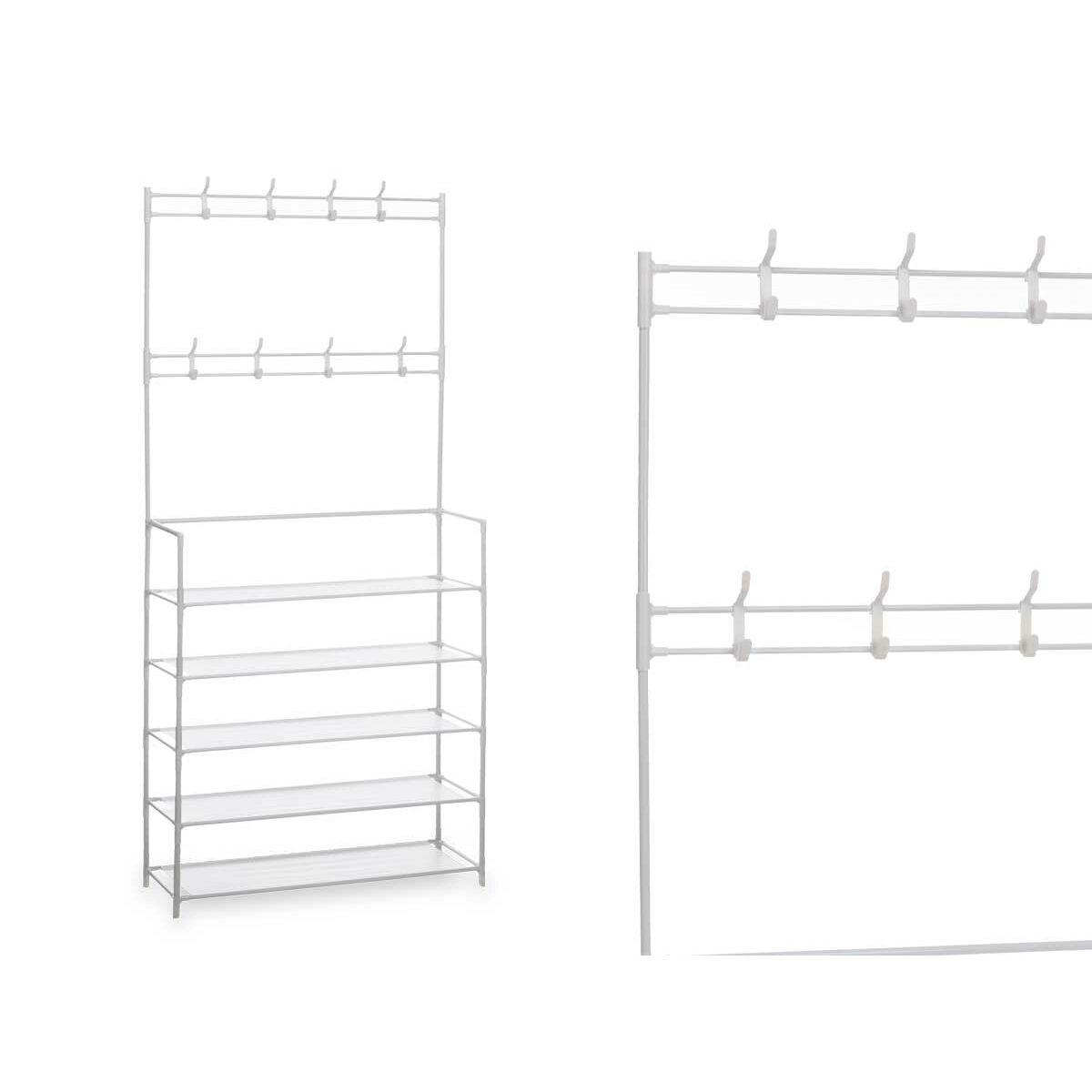Zapatero Perchero 5 Estantes 80 x 29 x 175 cm Blanco Metal (6 Unidades)