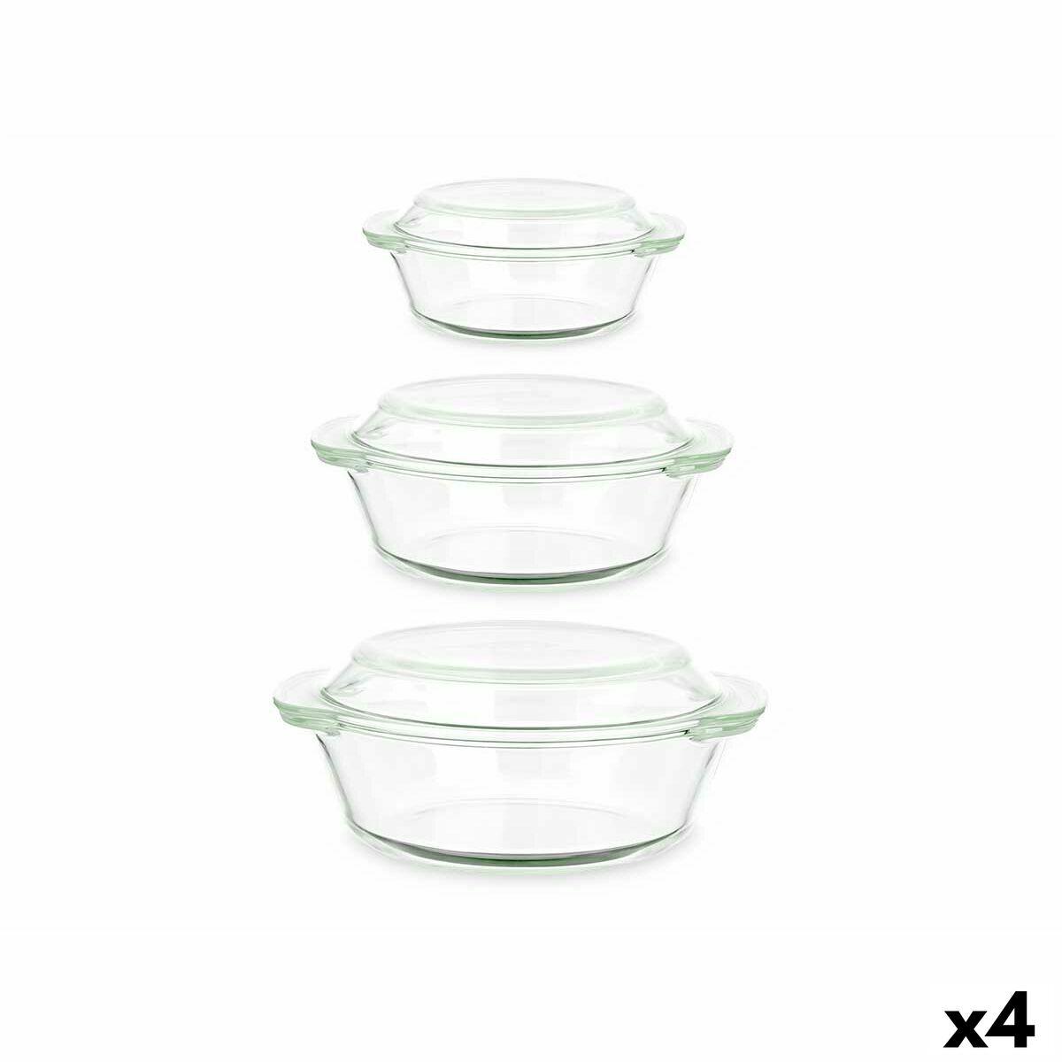Cacerolas Vivalto CA1-15-S3 Transparente Vidrio de Borosilicato 700 ml 1 L 1,5 L Set (4 Unidades)