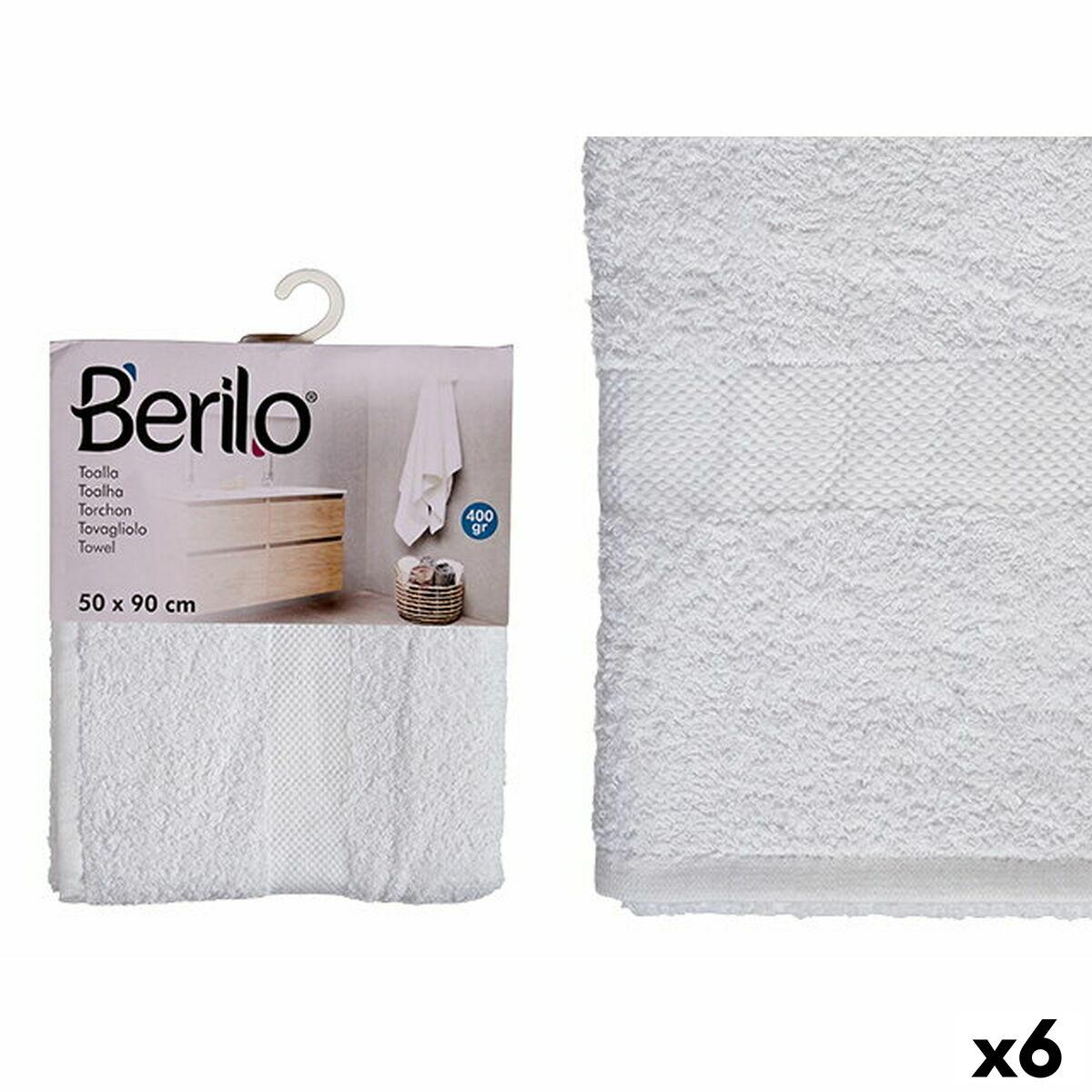 Toalla de baño Berilo 89677 Blanco 80 % algodón 20 % Poliéster 50 x 90 cm (6 Unidades)