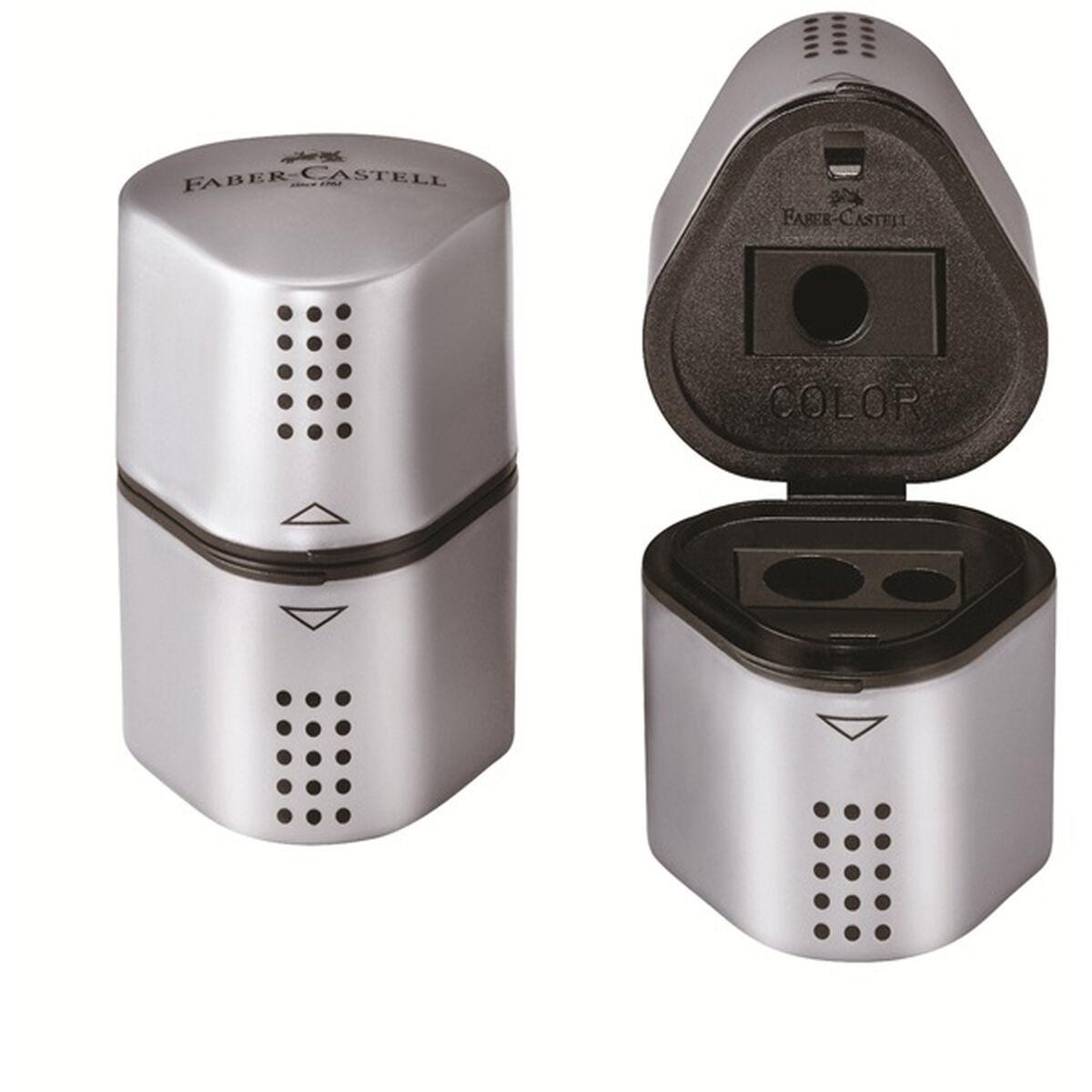 Sacapuntas Faber-Castell Grip 2001 3 en 1 Plateado Metal (10 Unidades)
