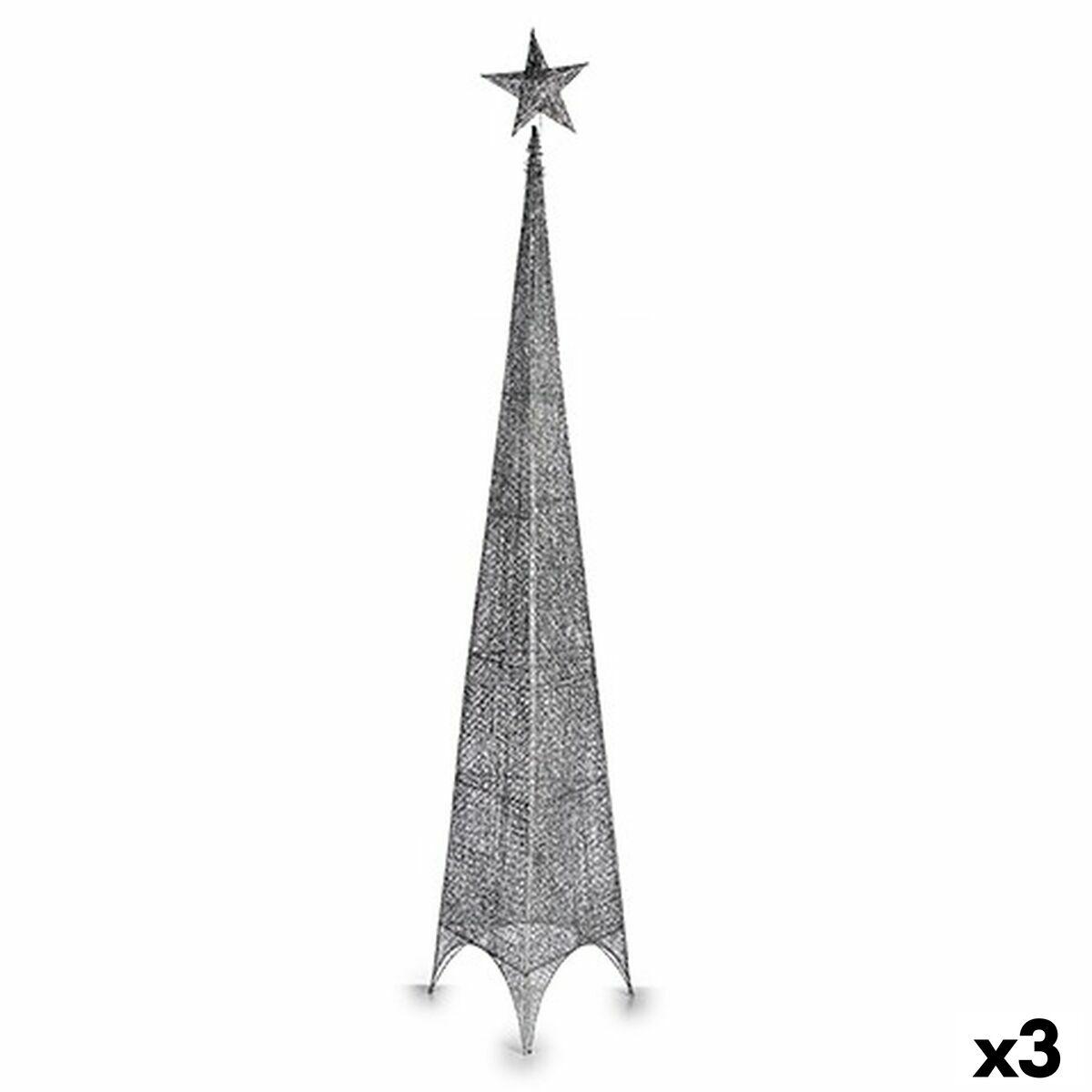 Árbol de Navidad Estrella Torre Plateado Metal Plástico 42 x 218 x 42 cm (3 Unidades)