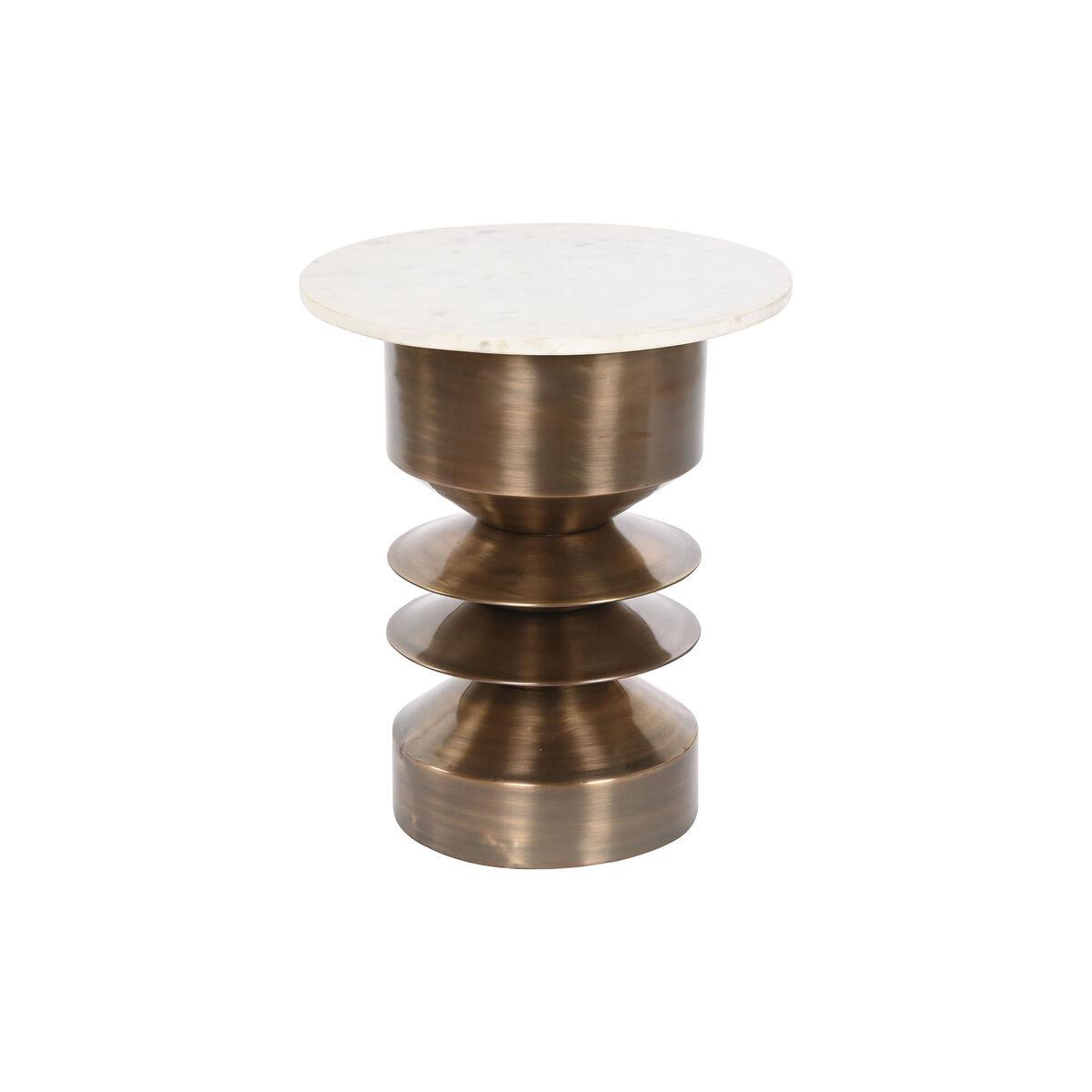 Mesita Auxiliar Home ESPRIT Blanco Dorado Mármol Hierro 46 x 46 x 54 cm