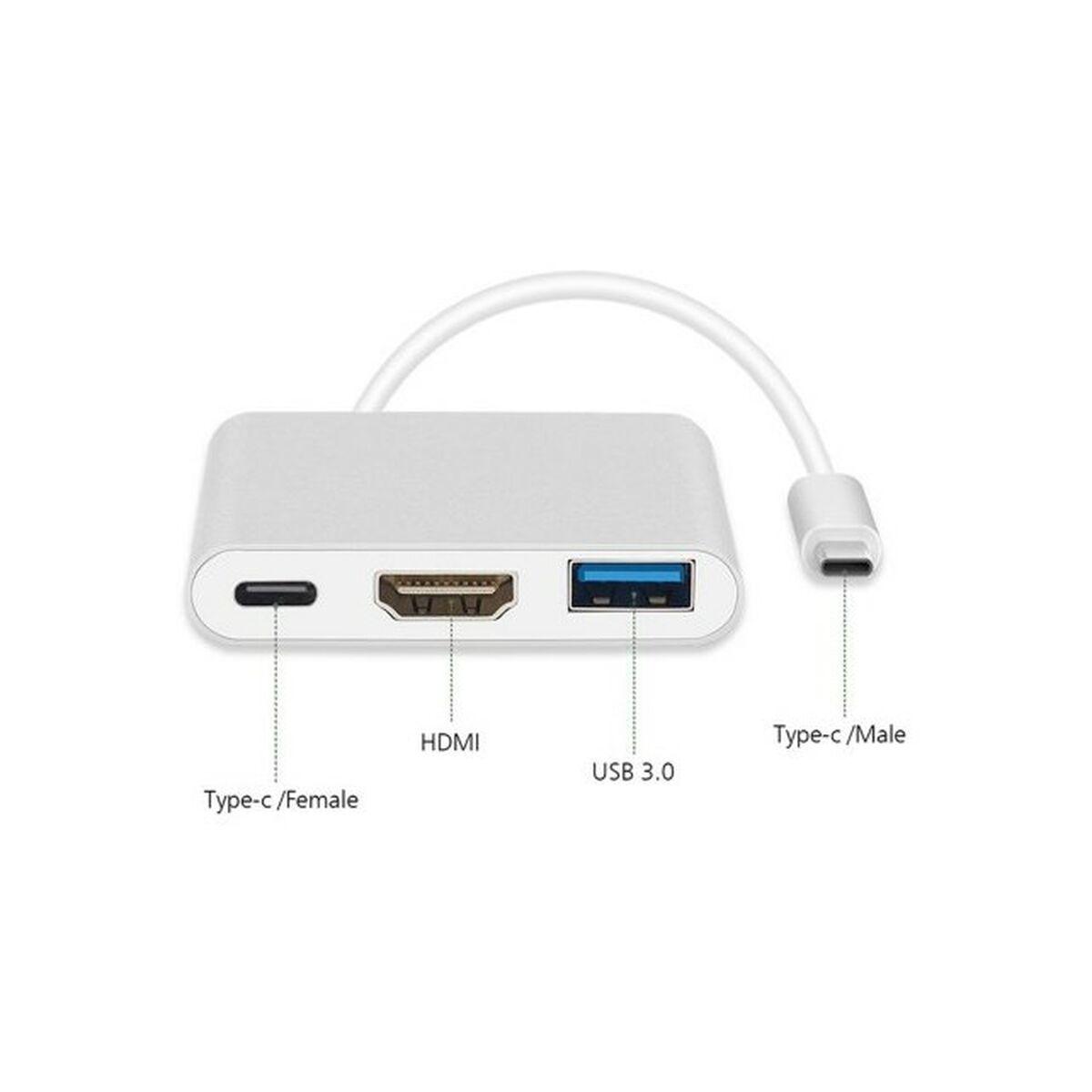 Hub USB-C 3 Puertos MacLean MCTV-840 Plateado