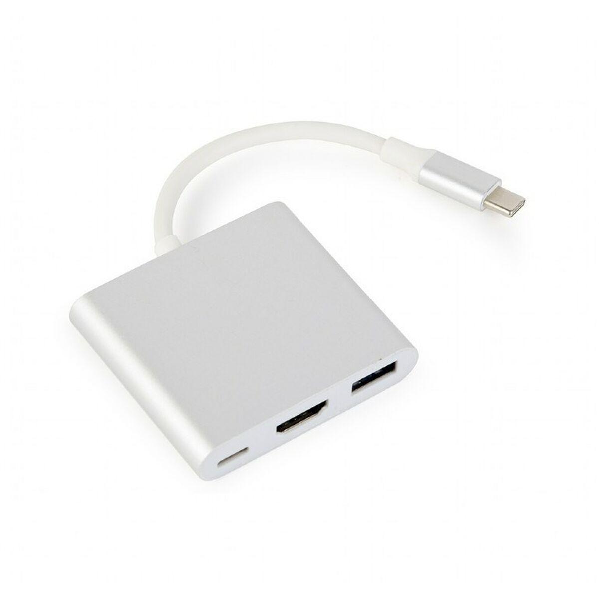 Hub USB-C 3 Puertos GEMBIRD A-CM-HDMIF-02-SV Plateado