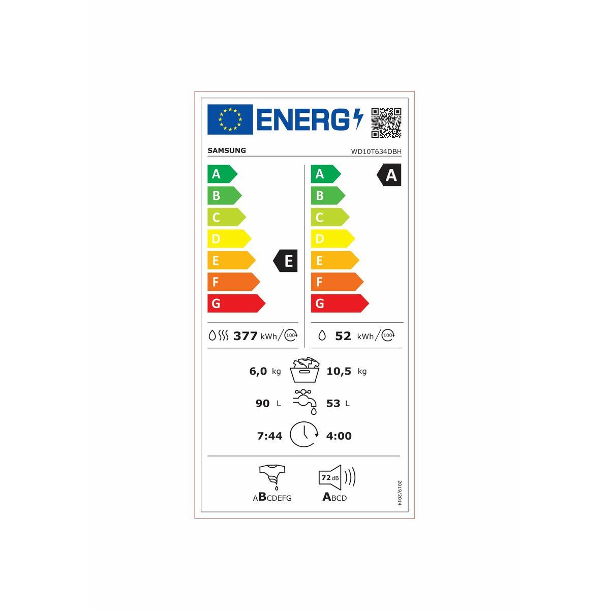 Lavadora - Secadora Samsung WD10T634DBH/S3 1400 rpm 10,5 kg