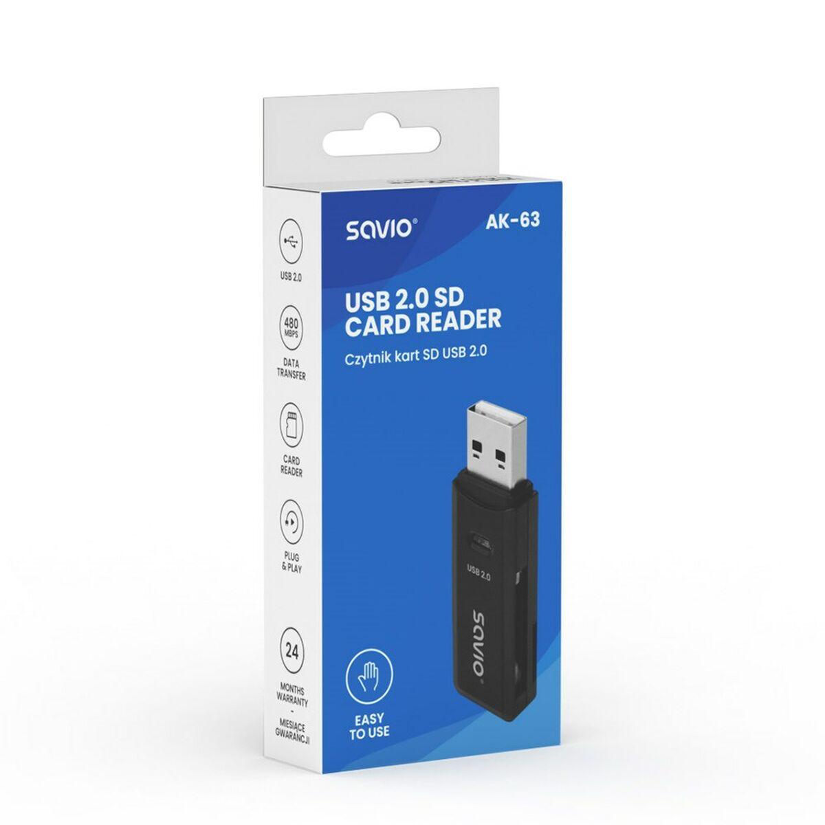 Lector de Tarjetas Externo Savio AK-63 Negro