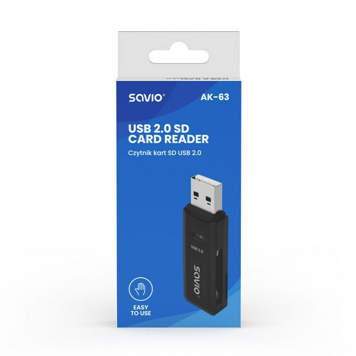 Lector de Tarjetas Externo Savio AK-63 Negro