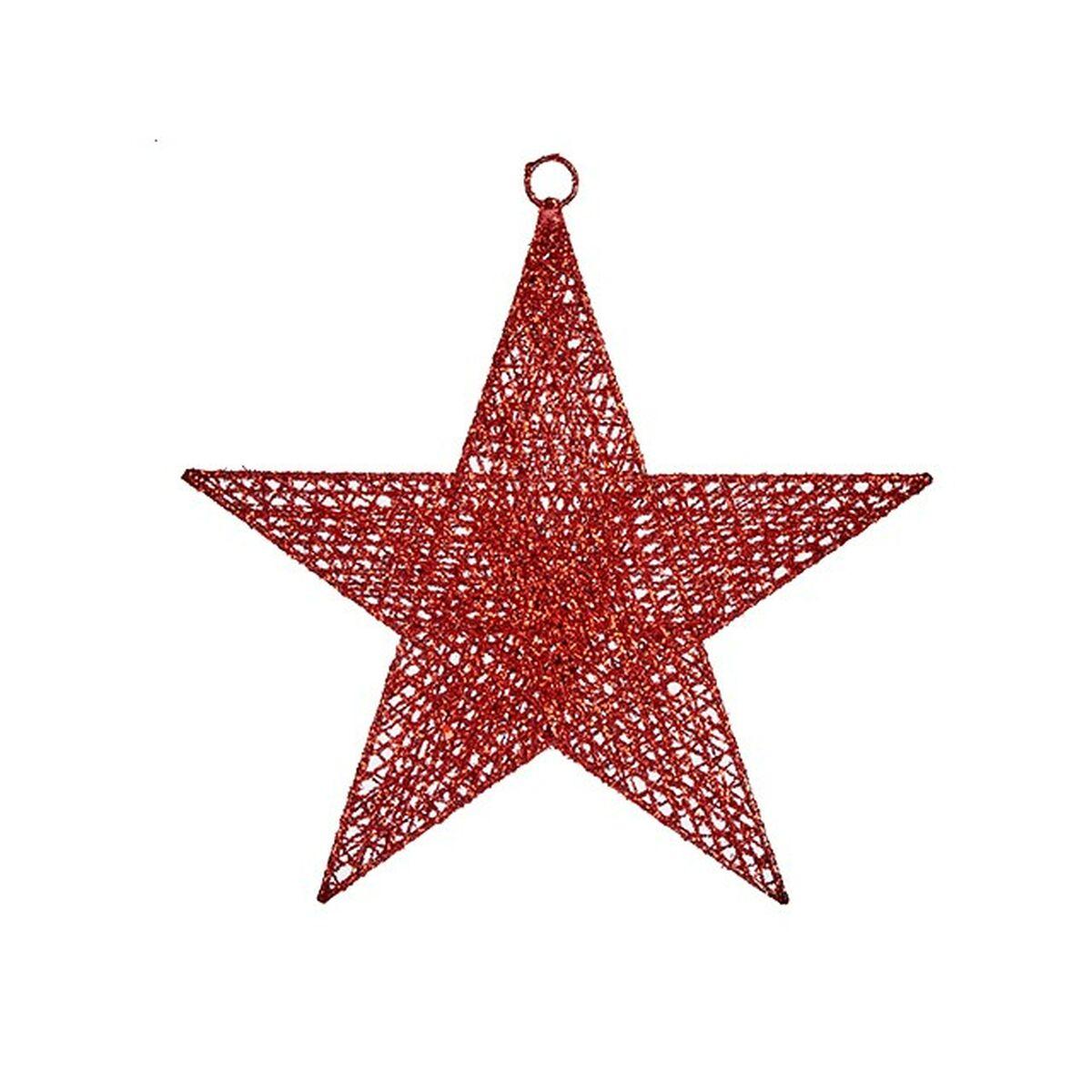 Adorno Navideño Estrella Rojo Metal 30 x 32 x 0,5 cm (24 Unidades)