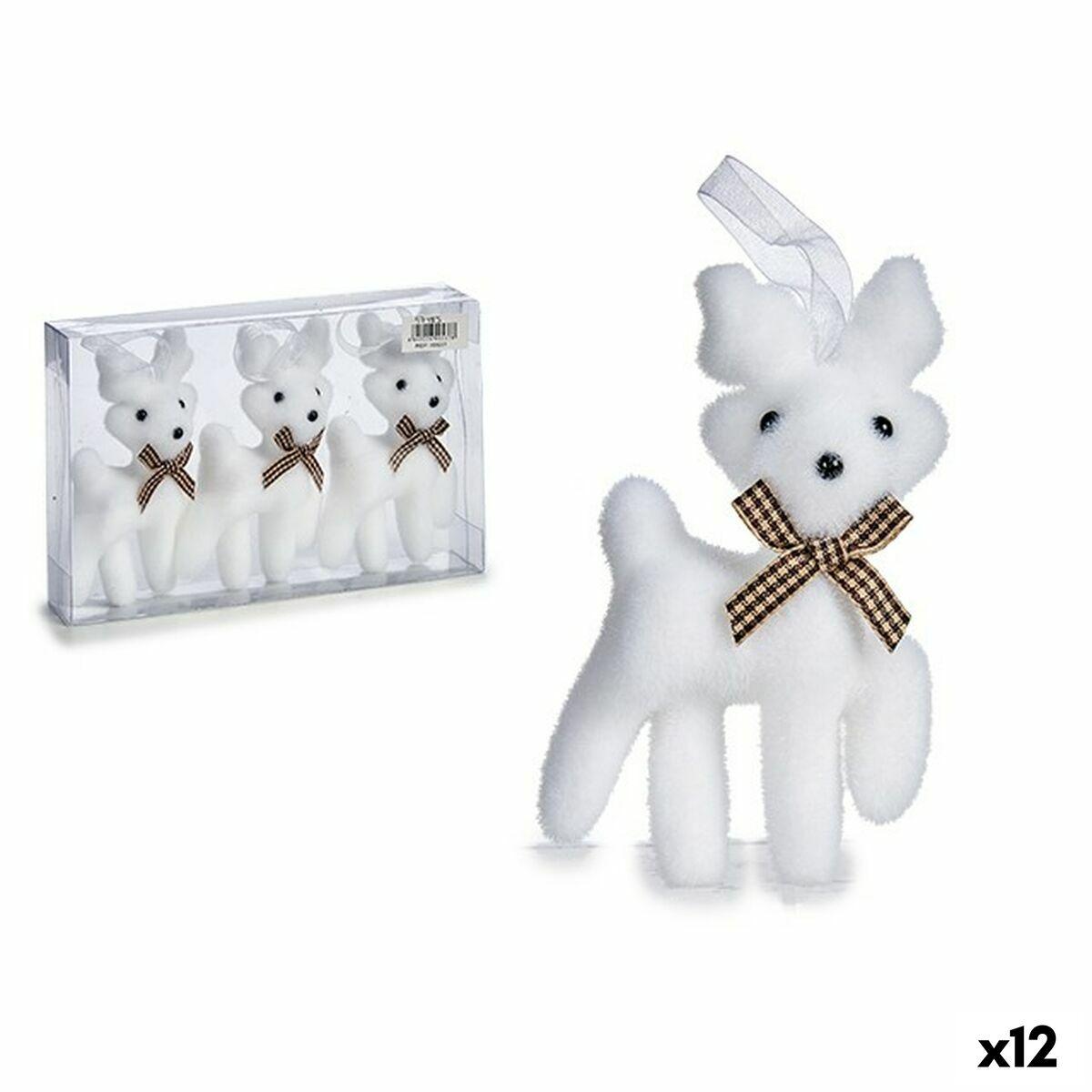Adorno Navideño Lazo Reno Blanco 4 x 11 x 7 cm (12 Unidades)