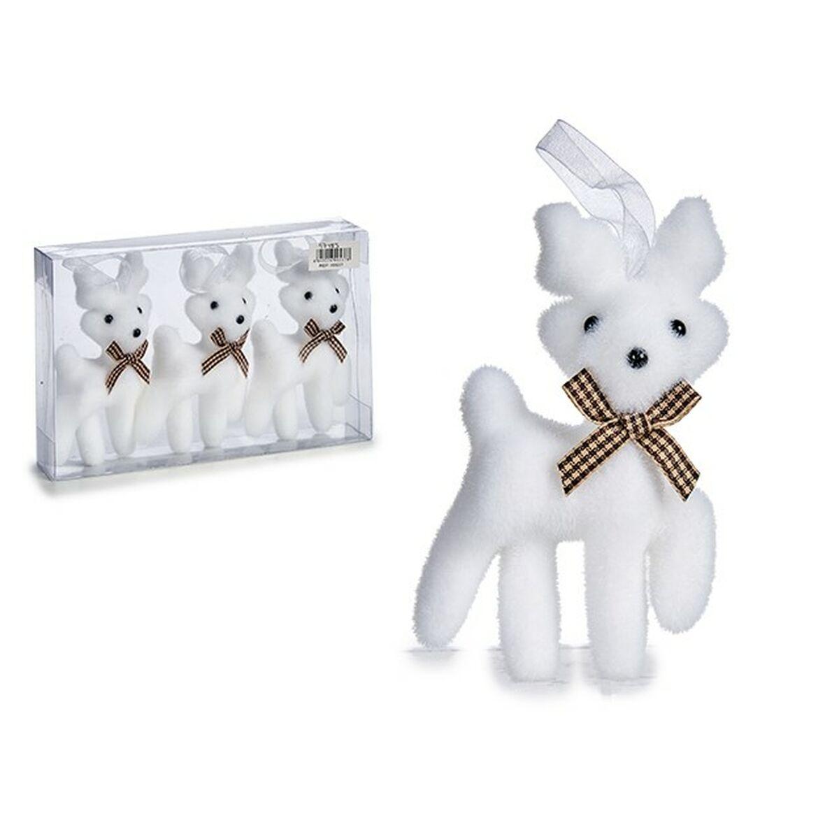 Adorno Navideño Lazo Reno Blanco 4 x 11 x 7 cm (12 Unidades)