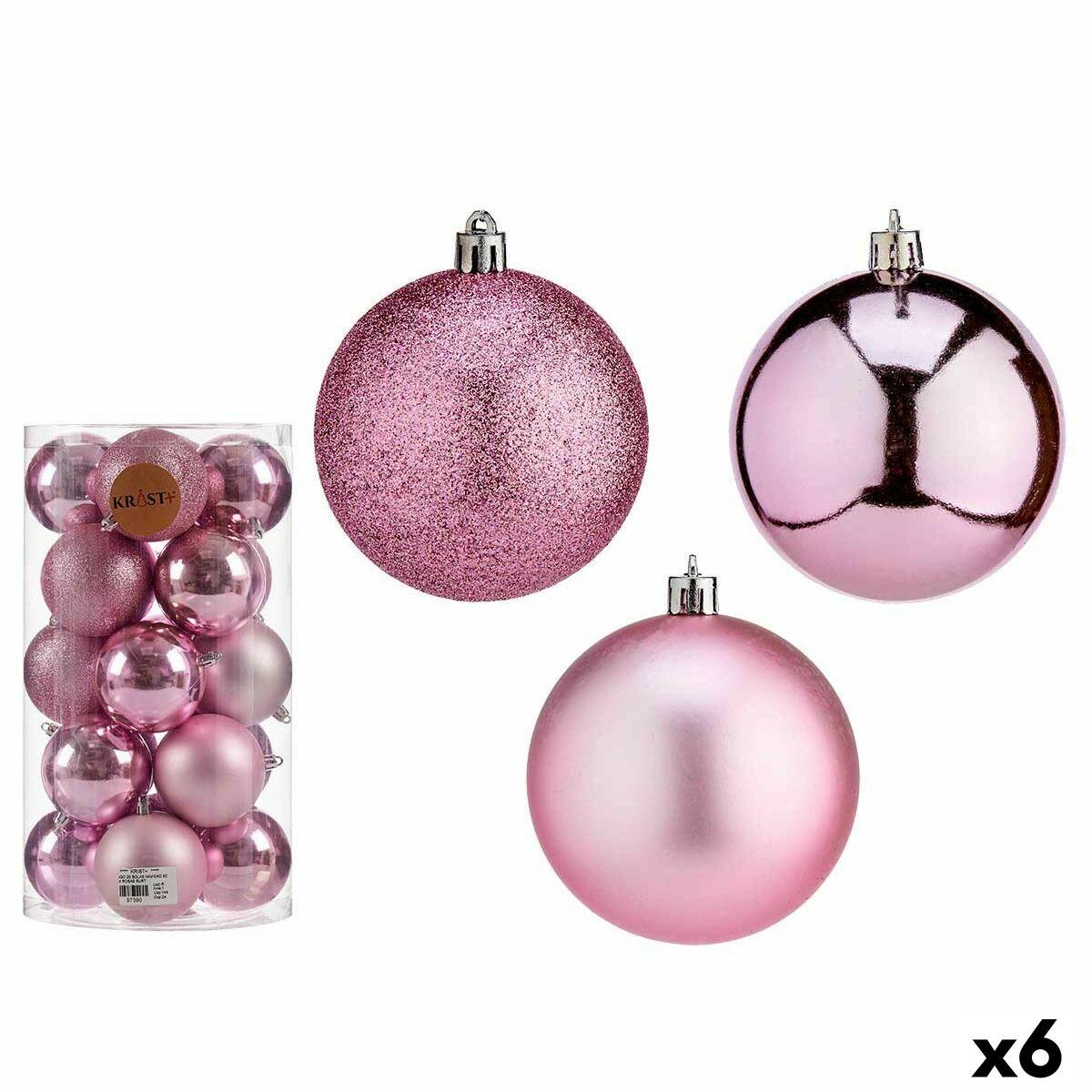 Set de Bolas de Navidad Rosa Plástico Ø 8 cm (6 Unidades)