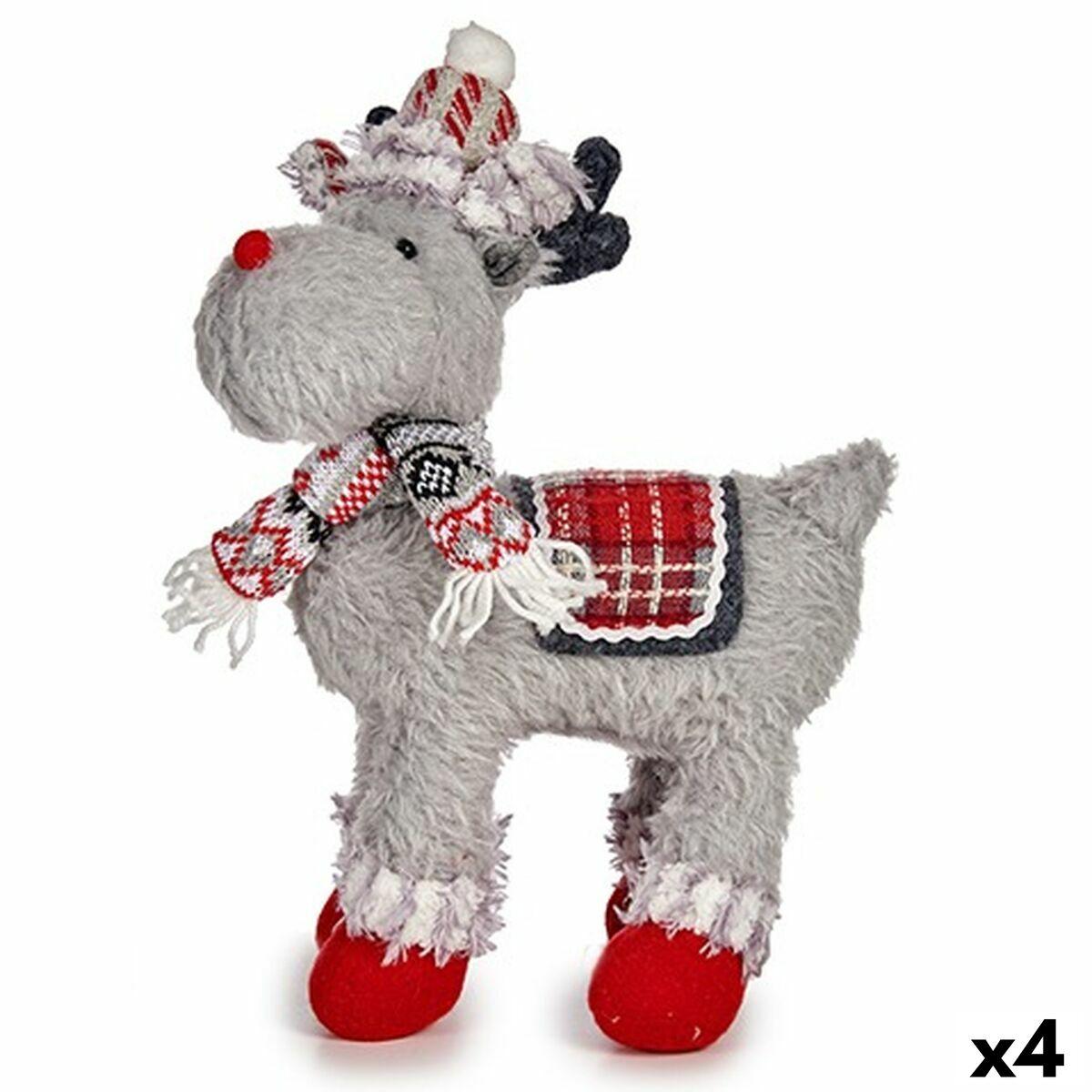 Figura Decorativa Reno de Navidad Blanco Rojo Gris 18 x 41 x 30 cm (4 Unidades)