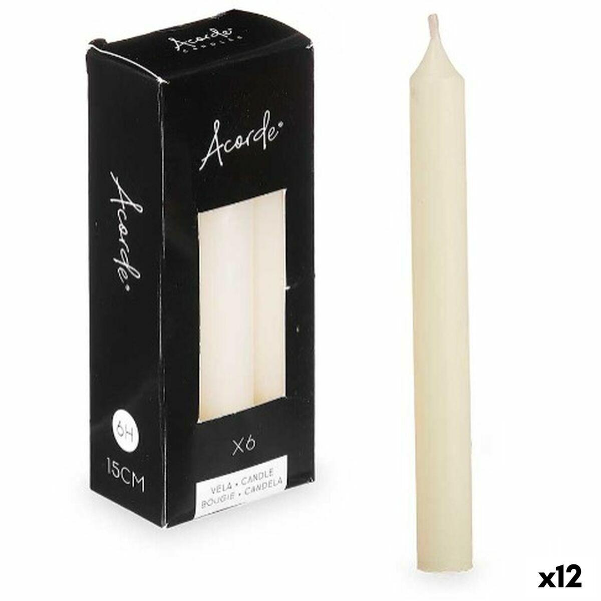 Set de Velas Acorde 123-B-AR Crema 2 x 2 x 15 cm (12 Unidades)