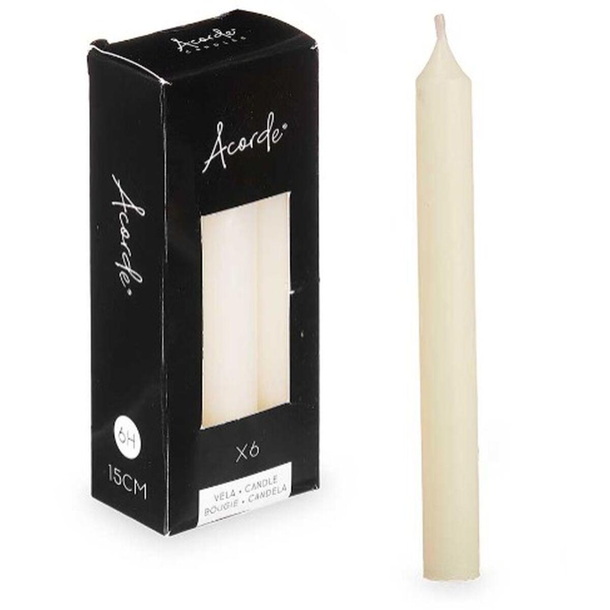 Set de Velas Acorde 123-B-AR Crema 2 x 2 x 15 cm (12 Unidades)