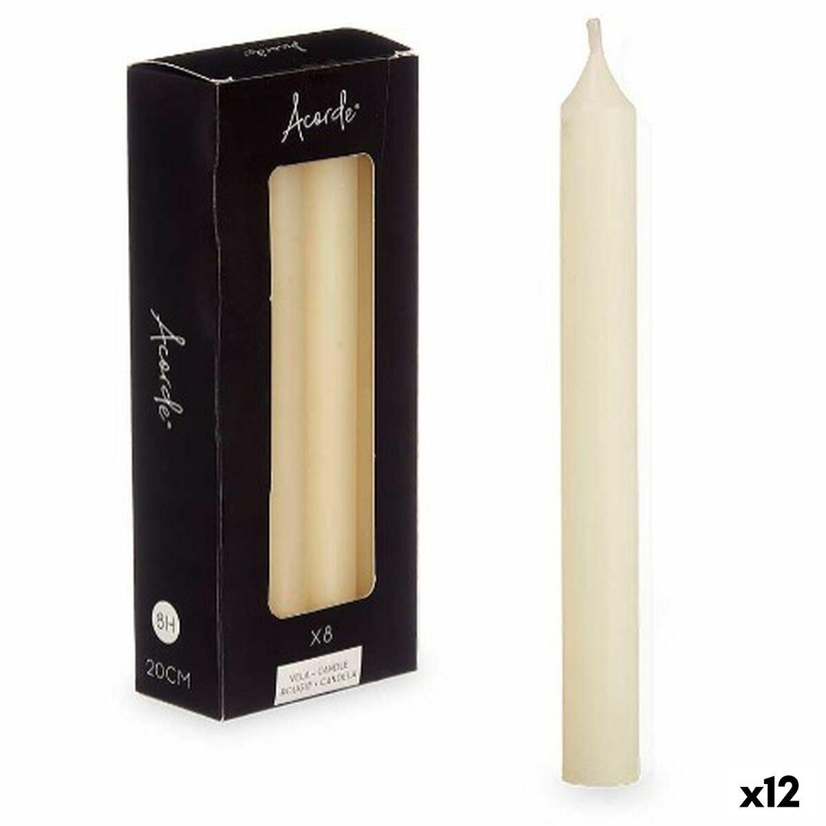 Set de Velas Acorde 126-B-AR Crema 2 x 2 x 20 cm (12 Unidades)