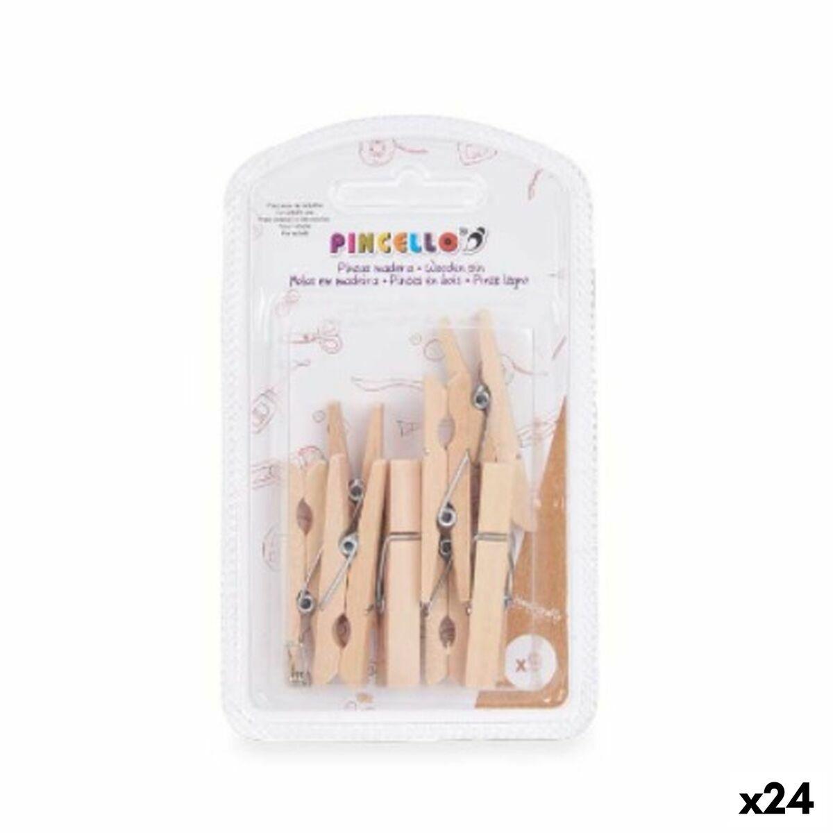 Pinzas Pincello 401 Marrón Madera Grande (24 Unidades)