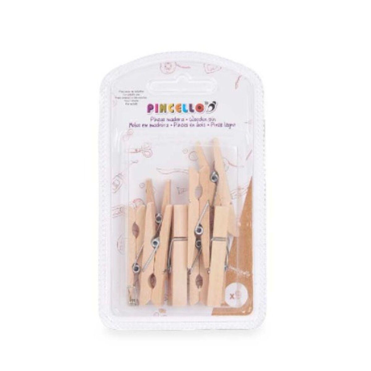 Pinzas Pincello 401 Marrón Madera Grande (24 Unidades)