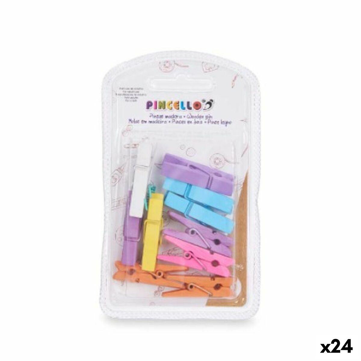 Pinzas Pincello 397 Multicolor Madera Mediano (24 Unidades)