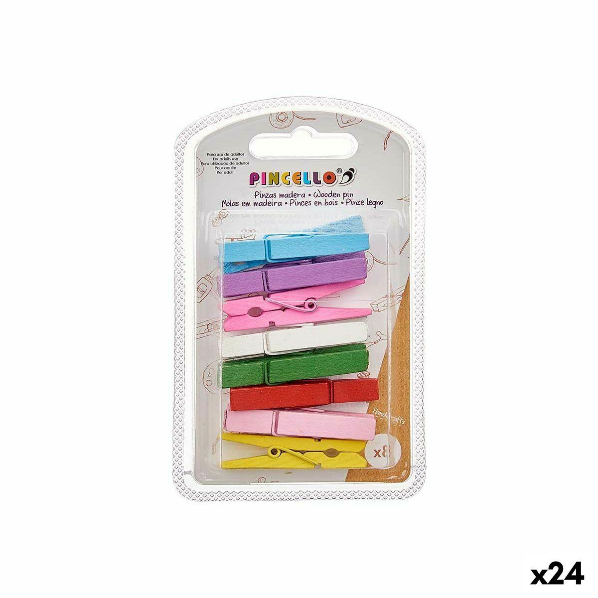 Pinzas Pincello 398 Multicolor Madera Grande (24 Unidades)