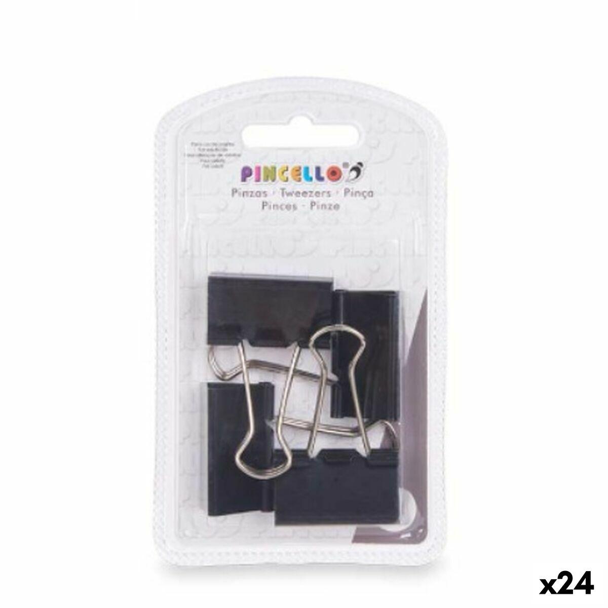 Pinzas Pincello 392 Negro Metal Clip Grande (24 Unidades)