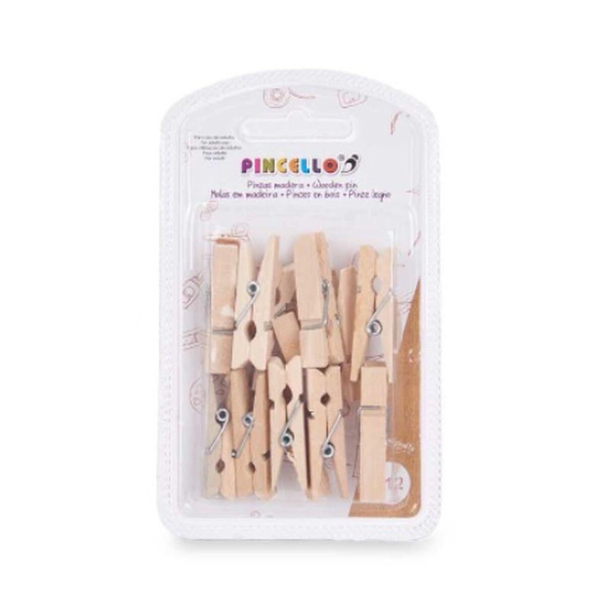Pinzas Pincello 400 Marrón Madera Mediano (24 Unidades)