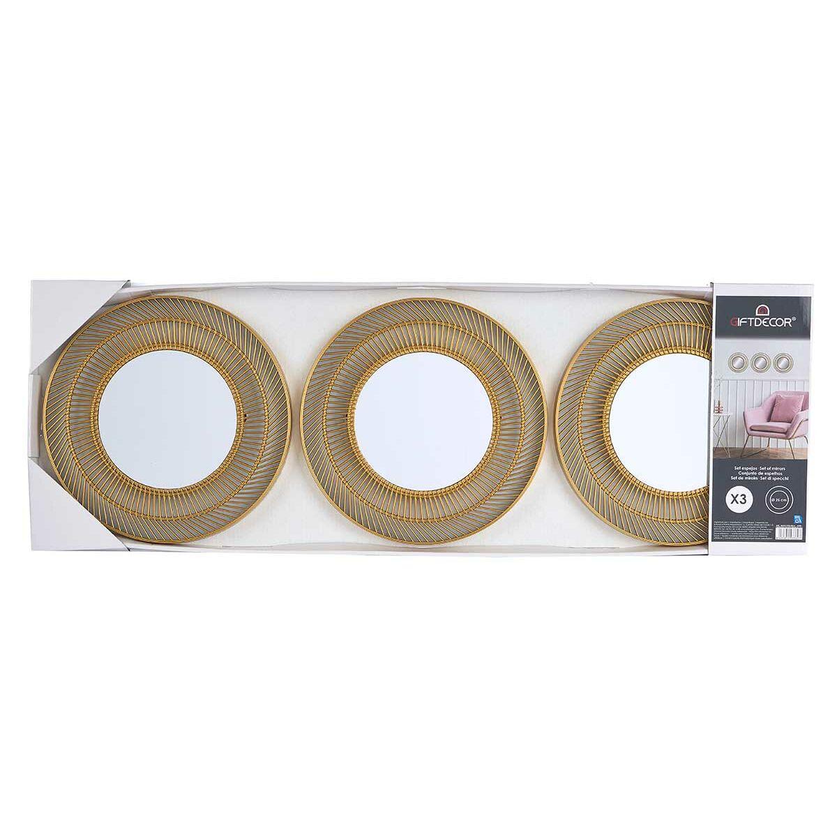 Juego de Espejos Redondo Dorado Polipropileno 78 x 26 x 2,5 cm (6 Unidades)