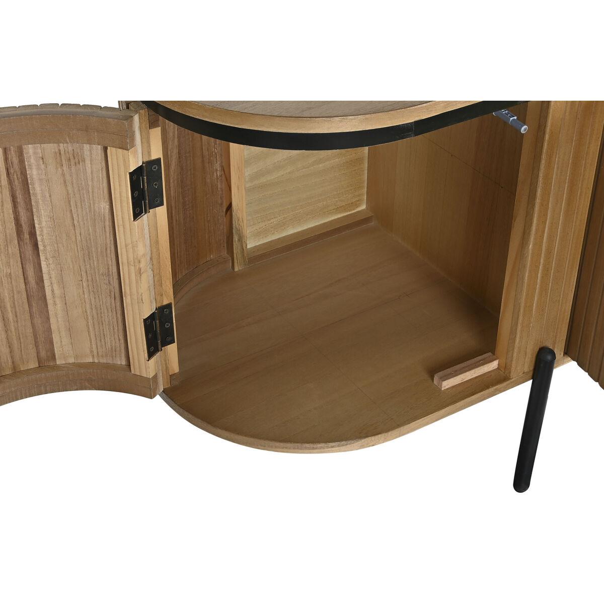 Mueble de TV Home ESPRIT Negro Natural Metal Madera de Paulonia 180 x 40 x 55 cm