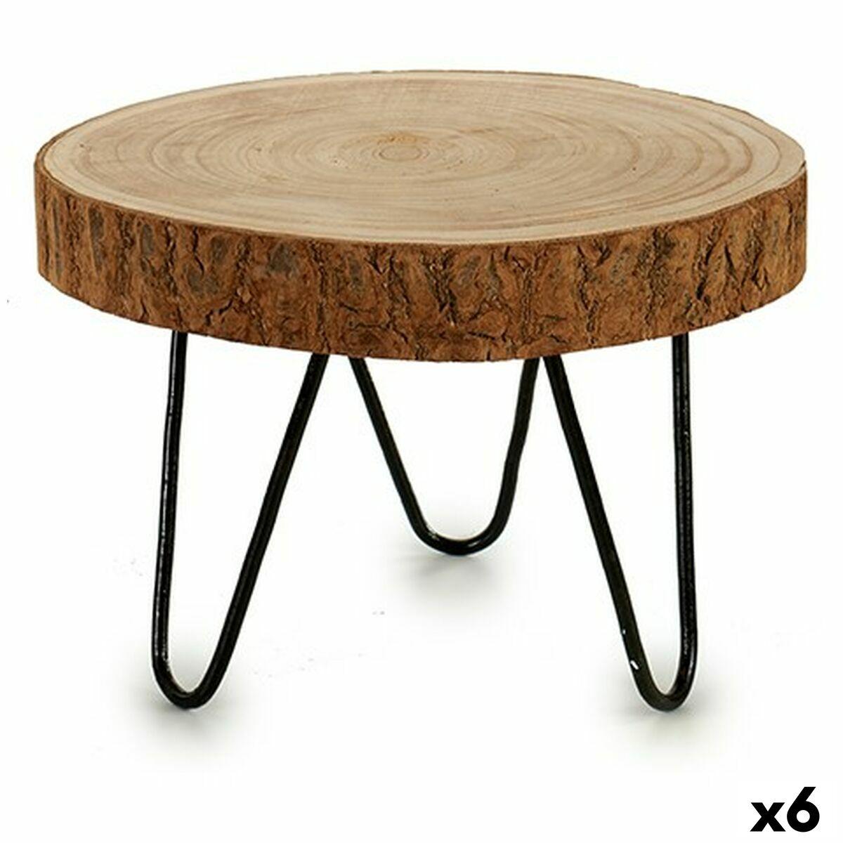 Mesa auxiliar 28 x 28 x 20 cm Marrón Acero Madera de Paulonia (6 Unidades)