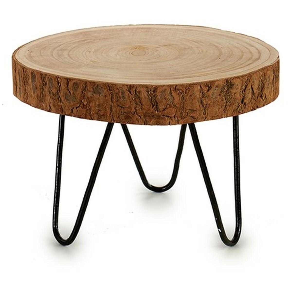 Mesa auxiliar 28 x 28 x 20 cm Marrón Acero Madera de Paulonia (6 Unidades)