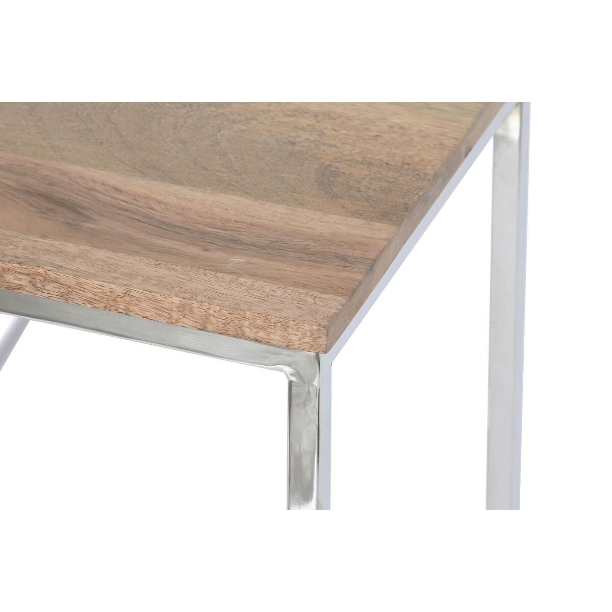 Juego de 3 mesas Home ESPRIT Marrón Plateado Natural Acero Acacia 46 x 41,5 x 55,5 cm