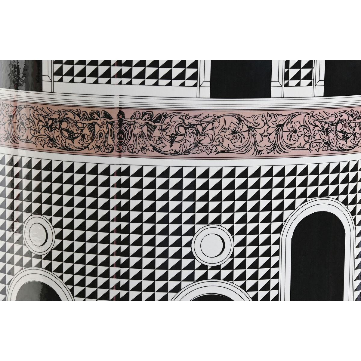 Mesa auxiliar Home ESPRIT Blanco Negro Dorado Melocotón Porcelana 33 x 33 x 42 cm