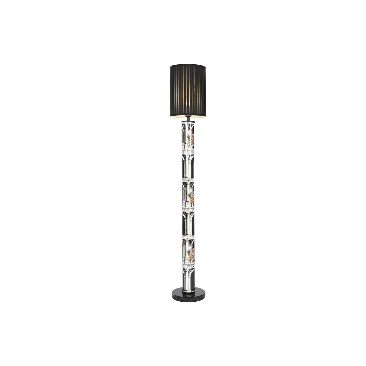 Lámpara de Pie Home ESPRIT Blanco Negro Dorado Metal Porcelana Polipropileno 25 x 25 x 166 cm