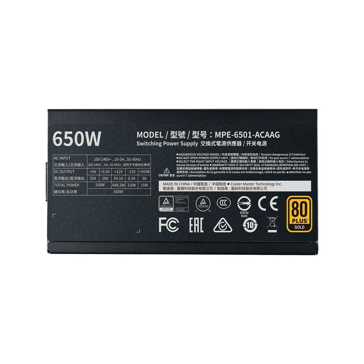 Fuente de Alimentación Cooler Master MPE-6501-AFAAG-EU ATX 650 W 80 Plus Gold